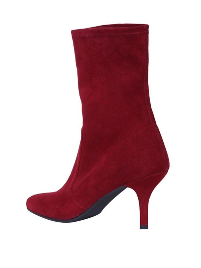 Shop Stuart Weitzman Cling Suede Boots In Rosso