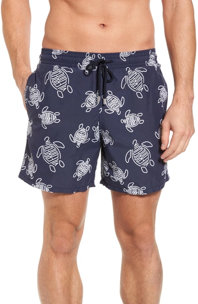 Shop Vilebrequin Turtles Swim Trunks In Navy