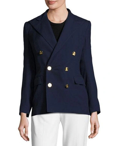 Polo Ralph Lauren Double-breasted Notched Blazer In Blue