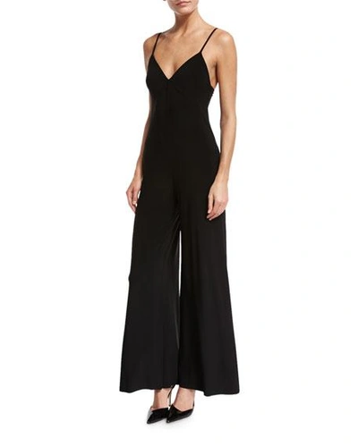 Norma Kamali Backless V-neck Wide-leg Jumpsuit In Black