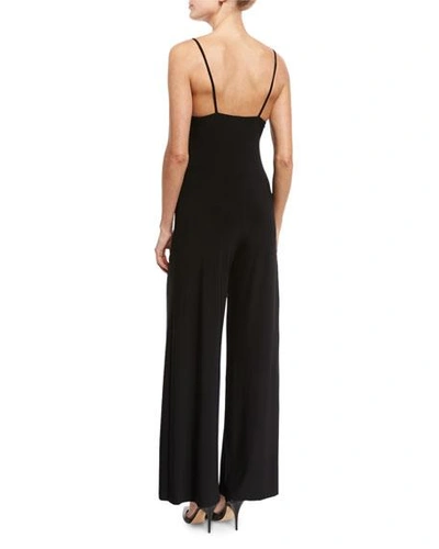 Norma Kamali Backless V-neck Wide-leg Jumpsuit In Black