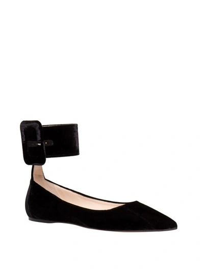 Shop Attico Julia Velvet Flats In Nero