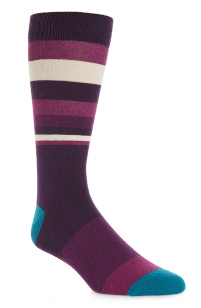 Shop Ted Baker Striped Socks In Deep Purple