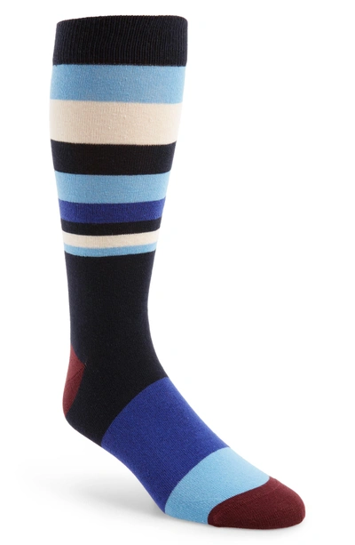 Shop Ted Baker Striped Socks In Navy