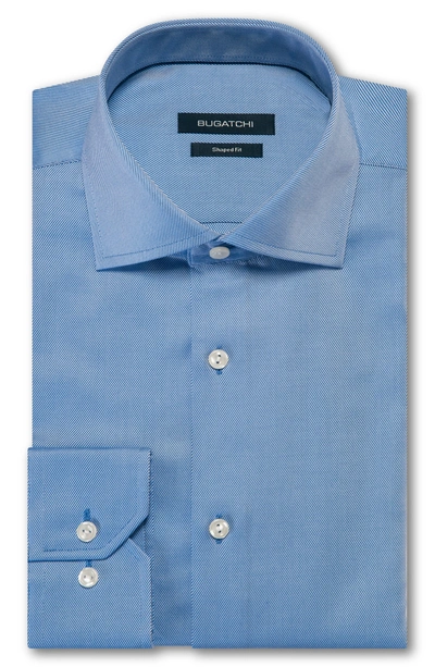 Shop Bugatchi Shaped Fit Solid Dress Shirt In Navy