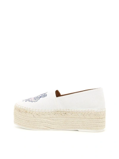 Shop Kenzo Espadrilles With Tiger Embroidery In Blancbianco