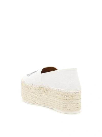 Shop Kenzo Espadrilles With Tiger Embroidery In Blancbianco