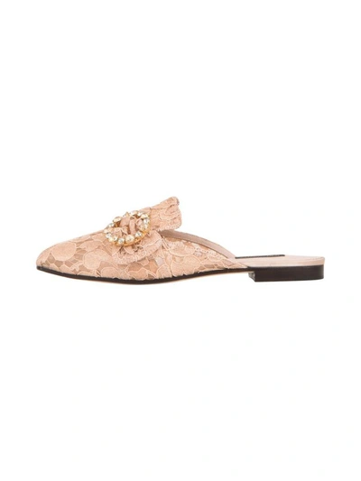 Shop Dolce & Gabbana Jackie Lace Mules In Nude