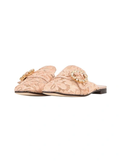 Shop Dolce & Gabbana Jackie Lace Mules In Nude