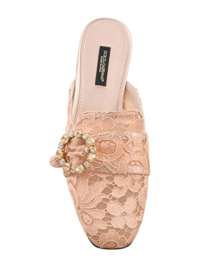 Shop Dolce & Gabbana Jackie Lace Mules In Nude