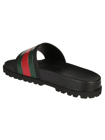 Shop Gucci Ridged Sliders In Black