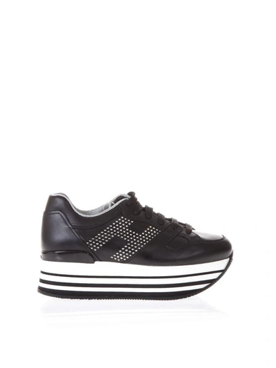 Shop Hogan Maxi H222 Leather Sneakers With Studs In Black