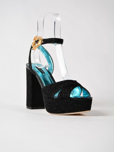 Shop Dolce & Gabbana Heart Buckle Platform Sandals In Nero/nero