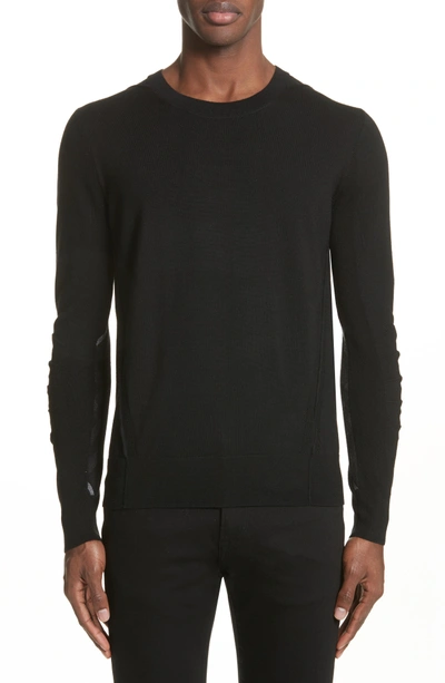 Shop Burberry Carter Merino Wool Crewneck Sweater In Black