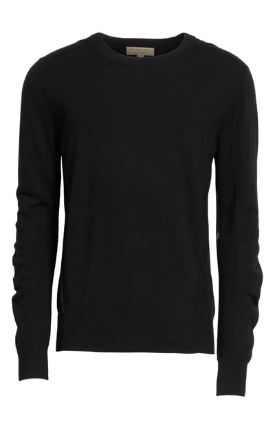 Shop Burberry Carter Merino Wool Crewneck Sweater In Black