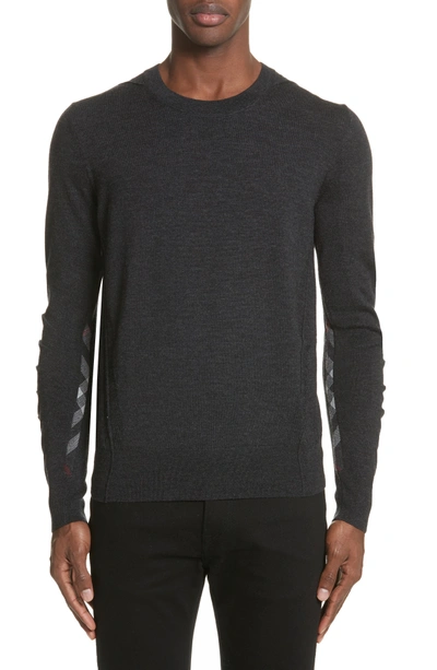 Shop Burberry Carter Merino Wool Crewneck Sweater In Charcoal