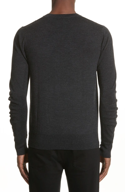 Shop Burberry Carter Merino Wool Crewneck Sweater In Charcoal