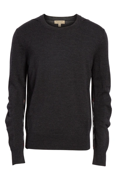 Shop Burberry Carter Merino Wool Crewneck Sweater In Charcoal