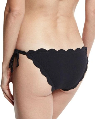 Shop Marysia Mott Tie-side Scalloped Swim Bikini Bottom In Black