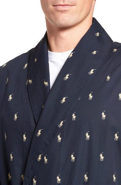 Shop Polo Ralph Lauren 'polo Player' Cotton Robe In Navy