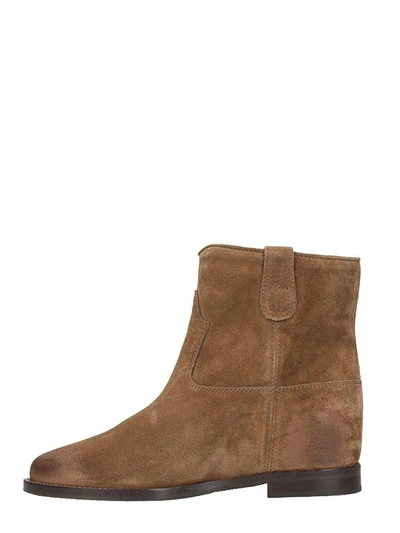 Shop Via Roma 15 Brown Suede Leather Wedge Ankle Boots In Leather Color