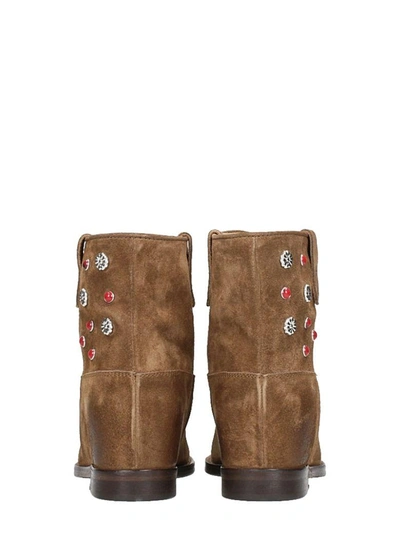 Shop Via Roma 15 Brown Suede Leather Wedge Ankle Boots In Leather Color