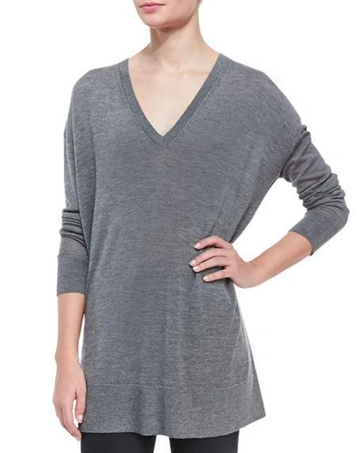 Shop The Row Amherst Long-sleeve Oversized V-neck Sweater In Grey