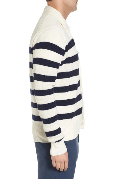 Shop Peter Millar Crown Cool Sailor Stripe Merino Wool & Linen Cardigan In Yankee Blue