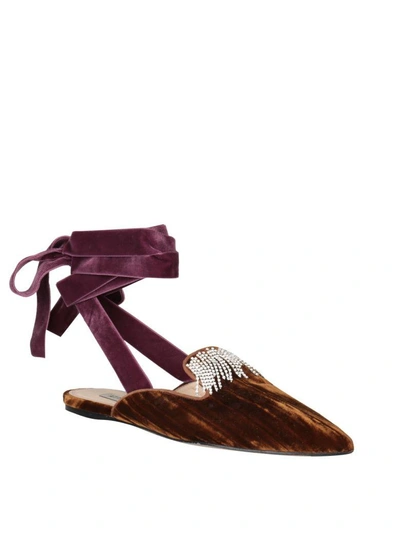 Shop Attico Ann Velvet Sandals In Bordeaux