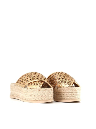 Shop Stella Mccartney Wedge Sandal In Gold