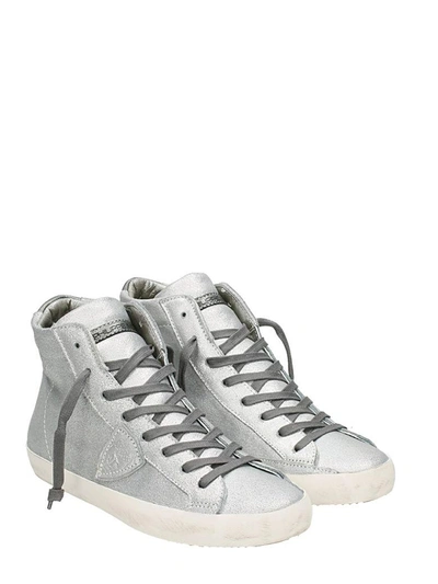 Shop Philippe Model High Mixage Sneakers In Silver