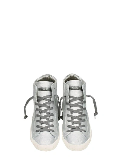 Shop Philippe Model High Mixage Sneakers In Silver