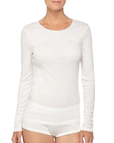 Hanro Cotton Seamless Long-sleeved Top In White