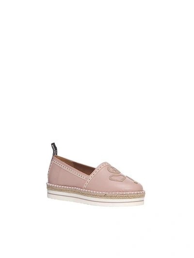 Shop Moschino Leather Slip On In Rosa