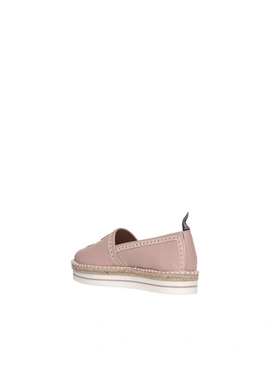 Shop Moschino Leather Slip On In Rosa