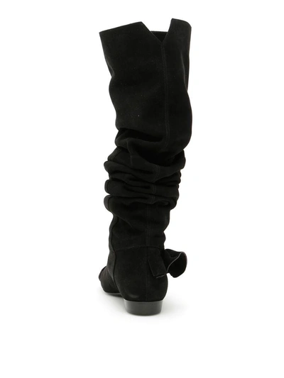 Shop Jw Anderson Suede Ruffle Boots In Black|nero