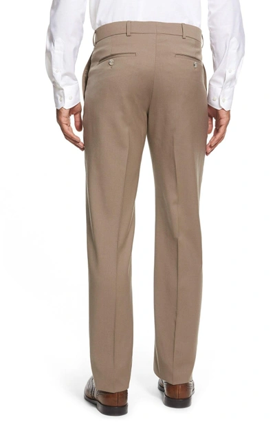 Shop Ballin Classic Fit Flat Front Solid Wool Dress Pants In British Tan