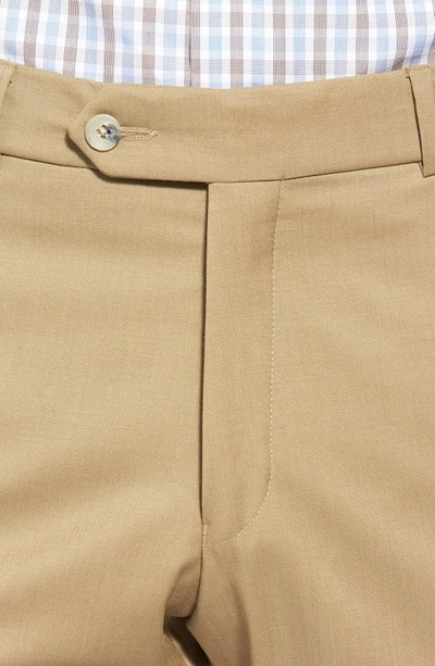 Shop Ballin Classic Fit Flat Front Solid Wool Dress Pants In Khaki