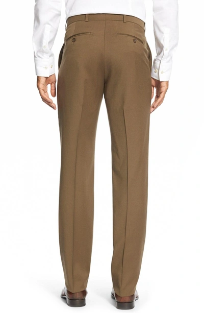 Shop Ballin Classic Fit Flat Front Solid Wool Dress Pants In Saddle