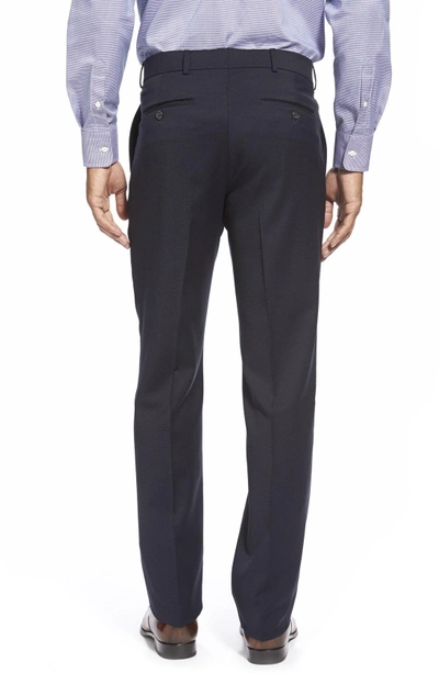 Shop Ballin Classic Fit Flat Front Solid Wool Dress Pants In Navy