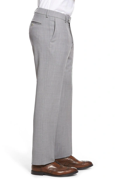 Shop Ballin Classic Fit Flat Front Solid Wool Dress Pants In Pearl Grey