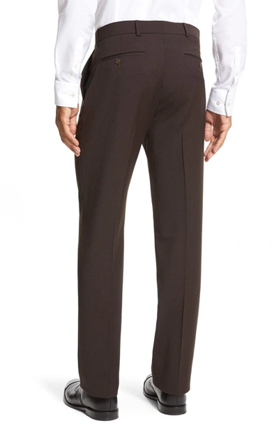 Shop Ballin Classic Fit Flat Front Solid Wool Dress Pants In Brown