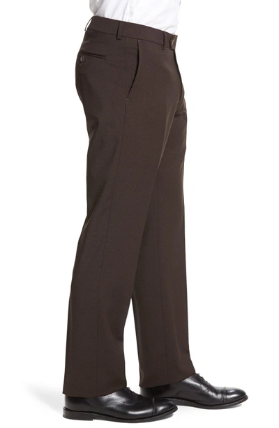 Shop Ballin Classic Fit Flat Front Solid Wool Dress Pants In Brown