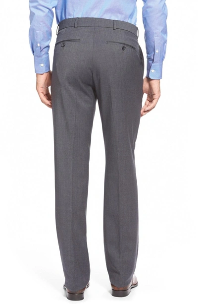 Shop Ballin Classic Fit Flat Front Solid Wool Dress Pants In Mid Grey
