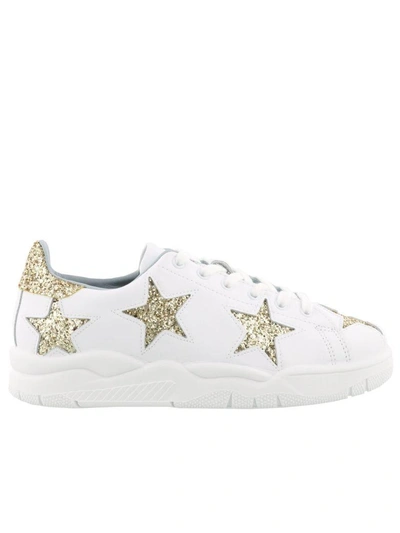 Shop Chiara Ferragni Roger Sneaker In White Star Gold