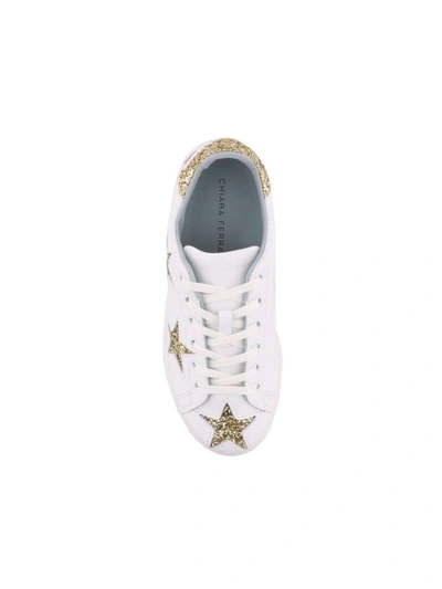 Shop Chiara Ferragni Roger Sneaker In White Star Gold