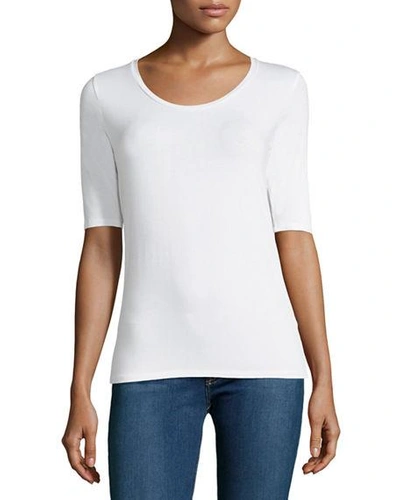 Shop Majestic Soft Touch Long-sleeve Scoop-neck Tee In White