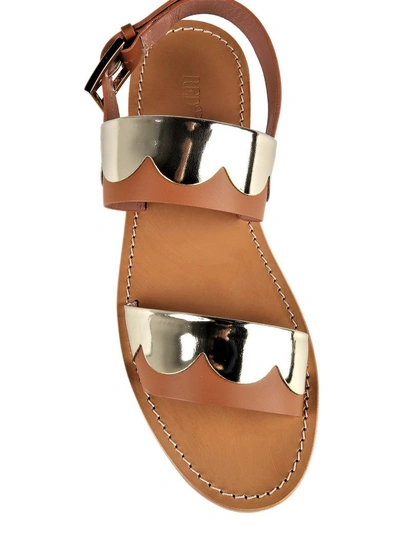 Shop Red Valentino Mirrored-leather Sandals In Cuoio