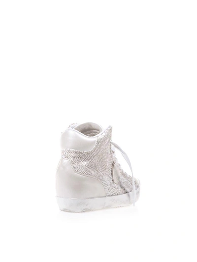 Shop Philippe Model Metallic Leather Sneakers In Sand/white