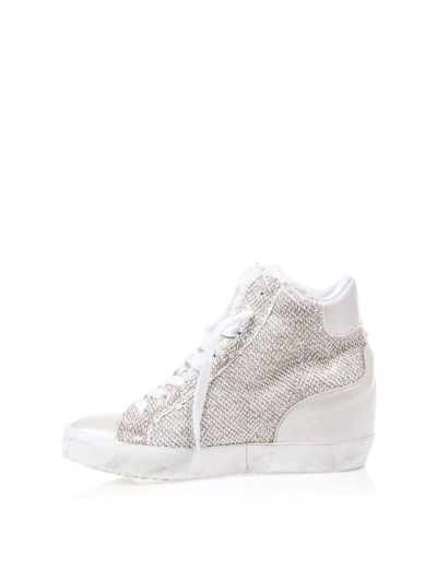 Shop Philippe Model Metallic Leather Sneakers In Sand/white